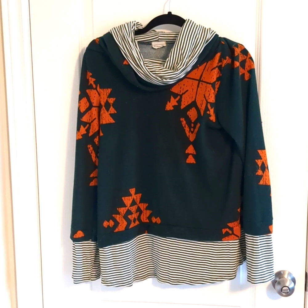 Ladies Faux Double Layer Cowl Neck Size L
